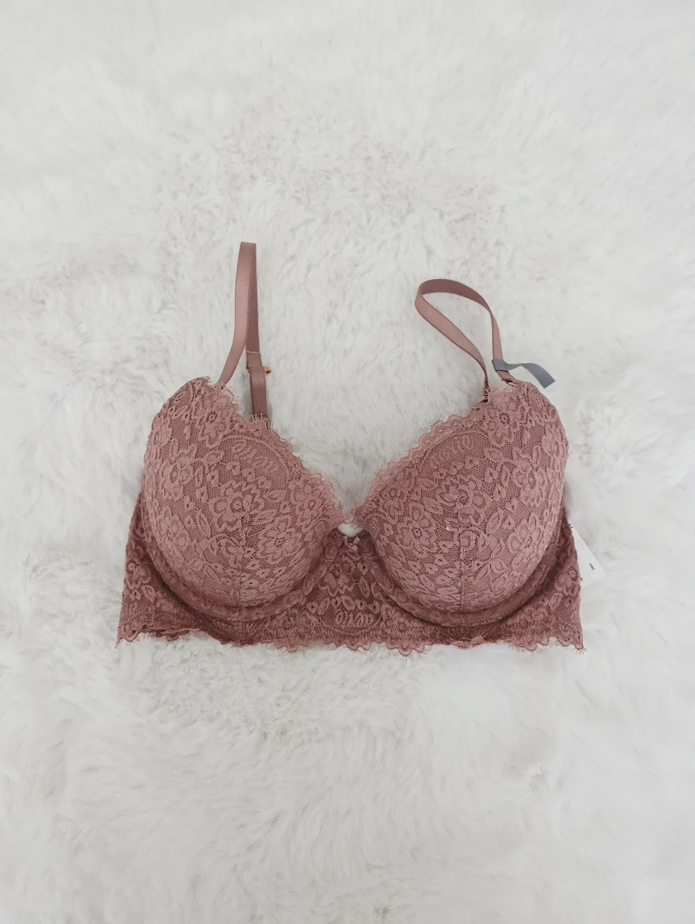 AERIE🌻Real Power Plunge Push Up Eyelash Lace Bra SIZE 32D